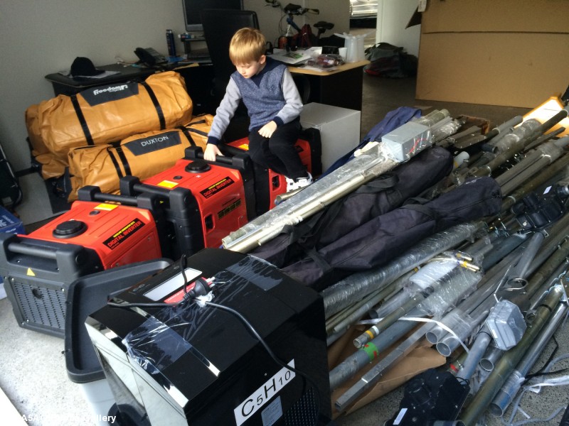 K5GS grandson Jaydon checking out the generators