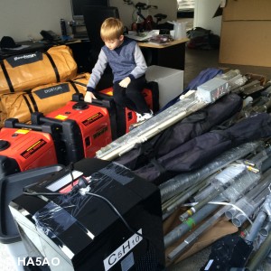 K5GS grandson Jaydon checking out the generators