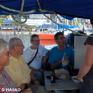 Relaxing after a hard day loading the Evohe in Noumea