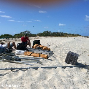 AD6E   WA6O after camp was broken down waiting for the Zodiac back to the boat