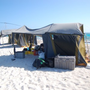 SSB tent and two sleeping tents at TX3X