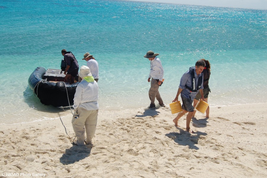 Steve unloads rope on Chesterfield island